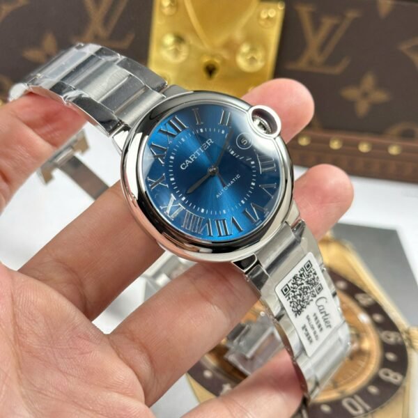 Cartier Ballon Bleu Watch Blue Dial Metal Wire 40mm - Image 3