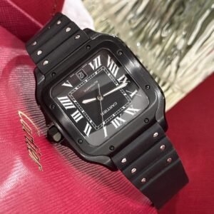 Cartier Watch Santos WSSA0039 Black Rubber Strap 39.8mm