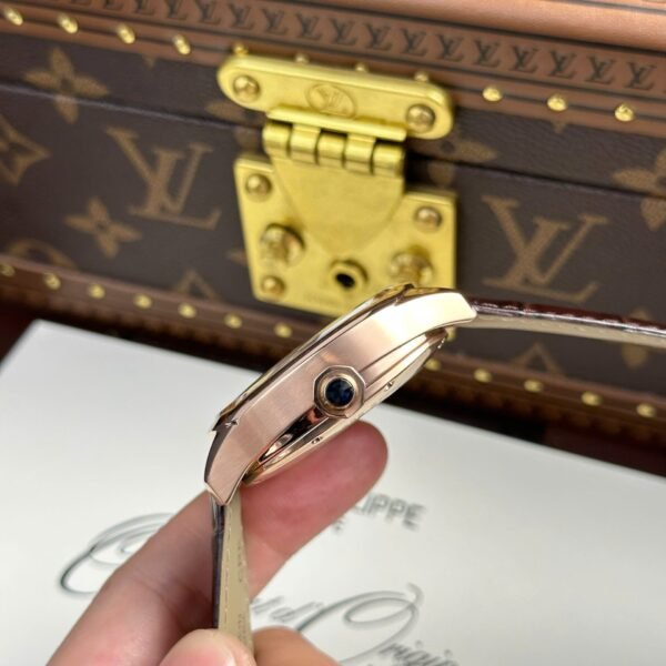 Cartier Drive Tourbillon Watch Dial Guiloche Motif Leather Strap 41mm - Image 10