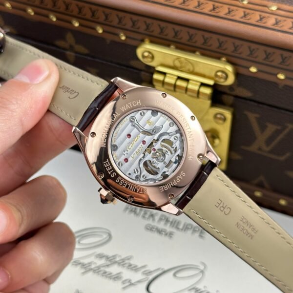 Cartier Drive Tourbillon Watch Dial Guiloche Motif Leather Strap 41mm - Image 12