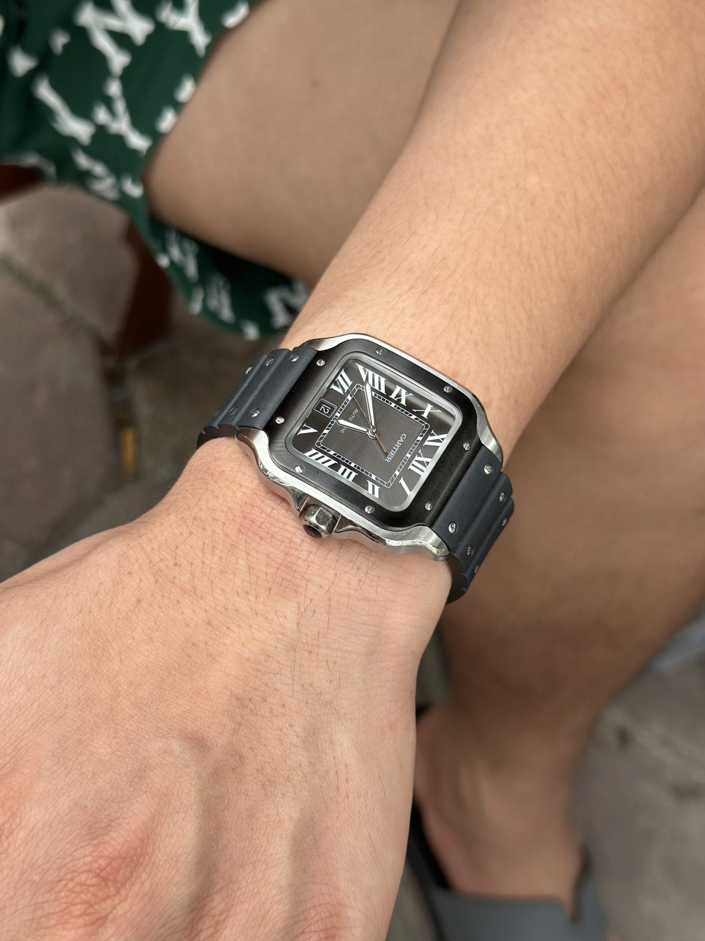 Cartier Watch Santos Black Dial Roman Numeral Pile 39.8mm - Image 6