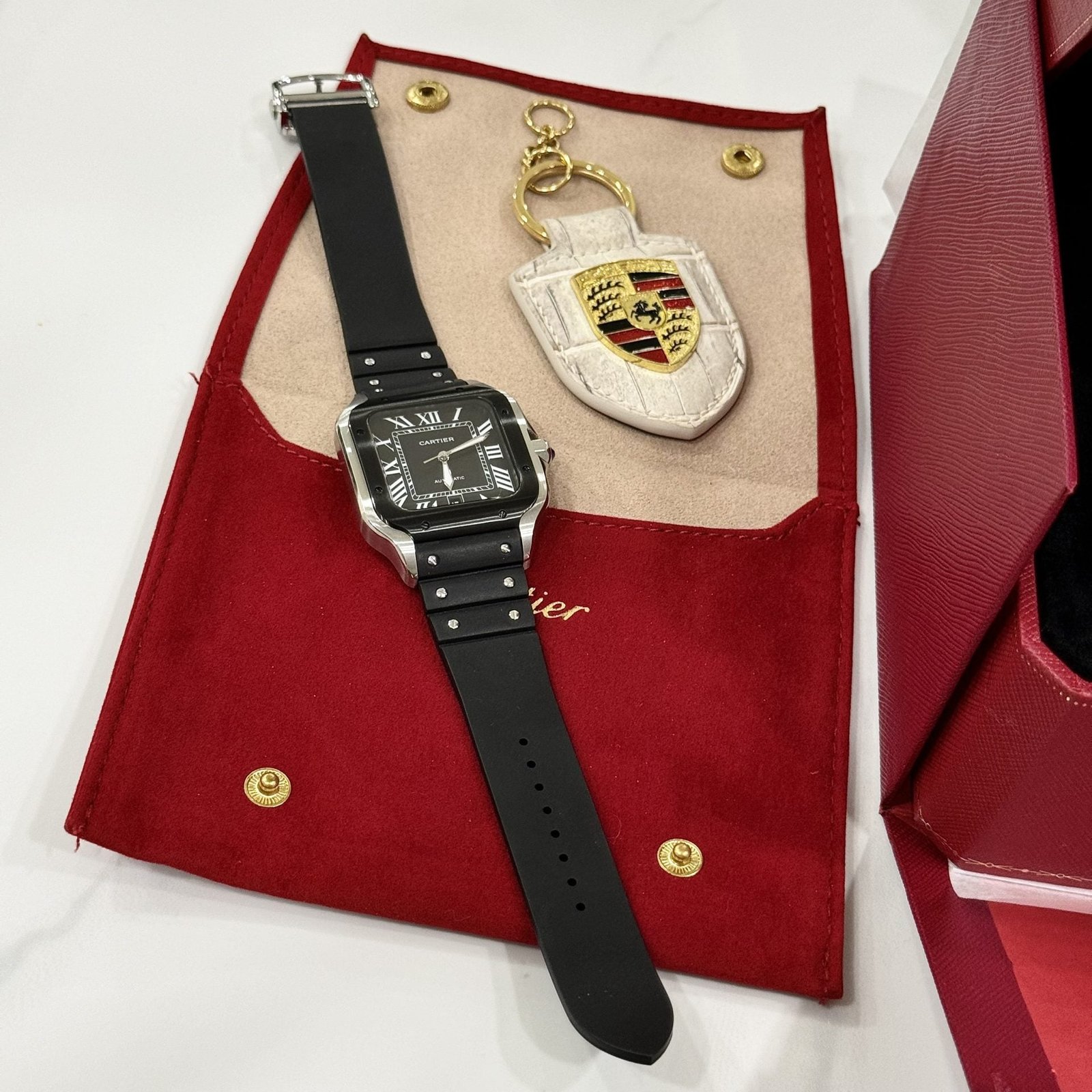 Cartier Watch Santos Black Dial Roman Numeral Pile 39.8mm - Image 4