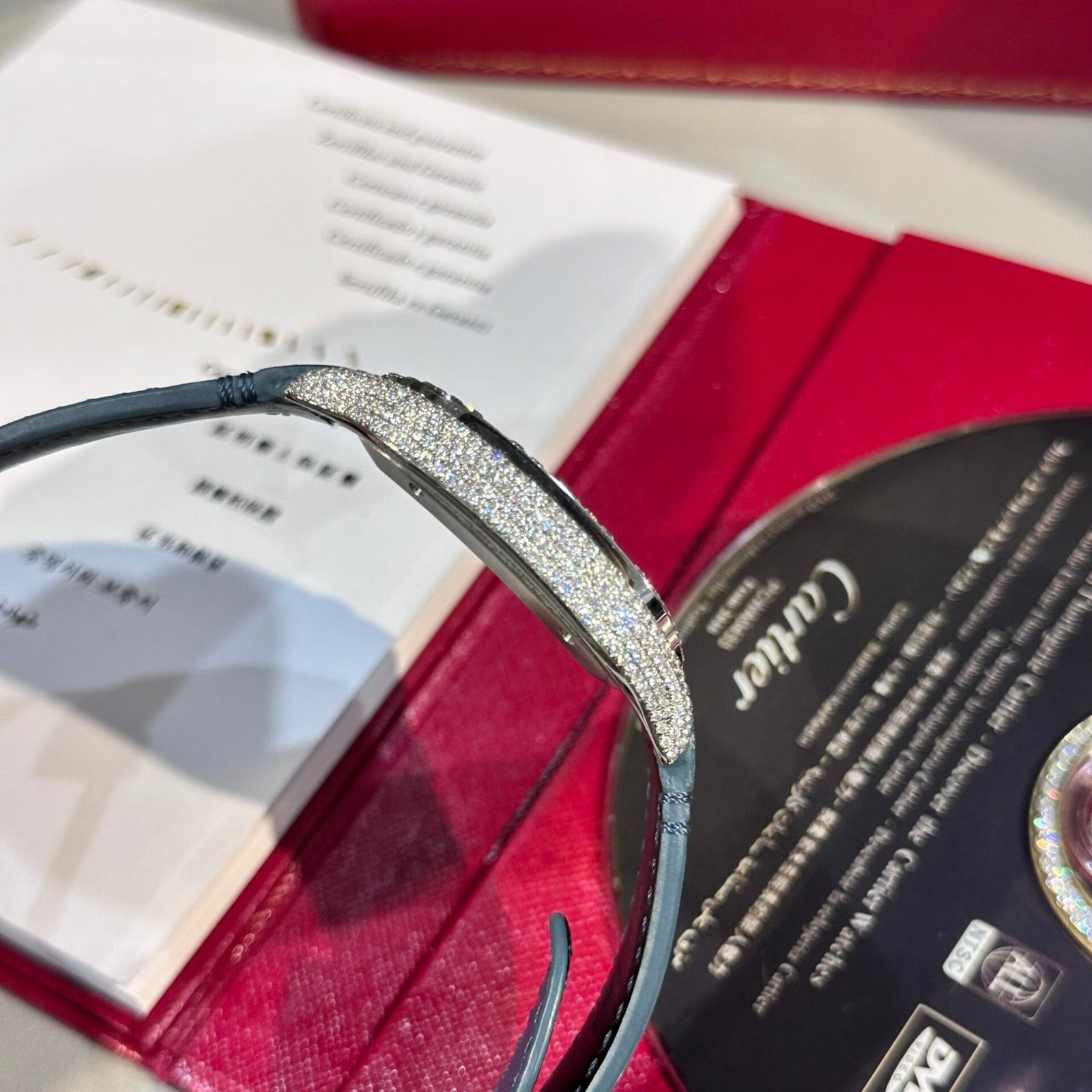 Cartier Santos Watch Blue Dial Moissanite Diamonds 39.8mm - Image 6