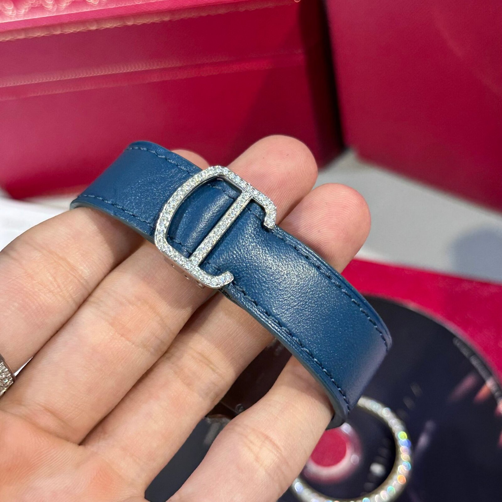 Cartier Santos Watch Blue Dial Moissanite Diamonds 39.8mm - Image 7