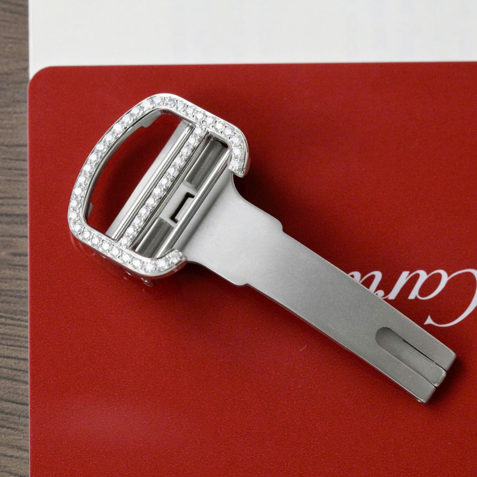 Cartier Santos Watch Dial Blue Diamonds Moissanite 39.8mm - Image 9