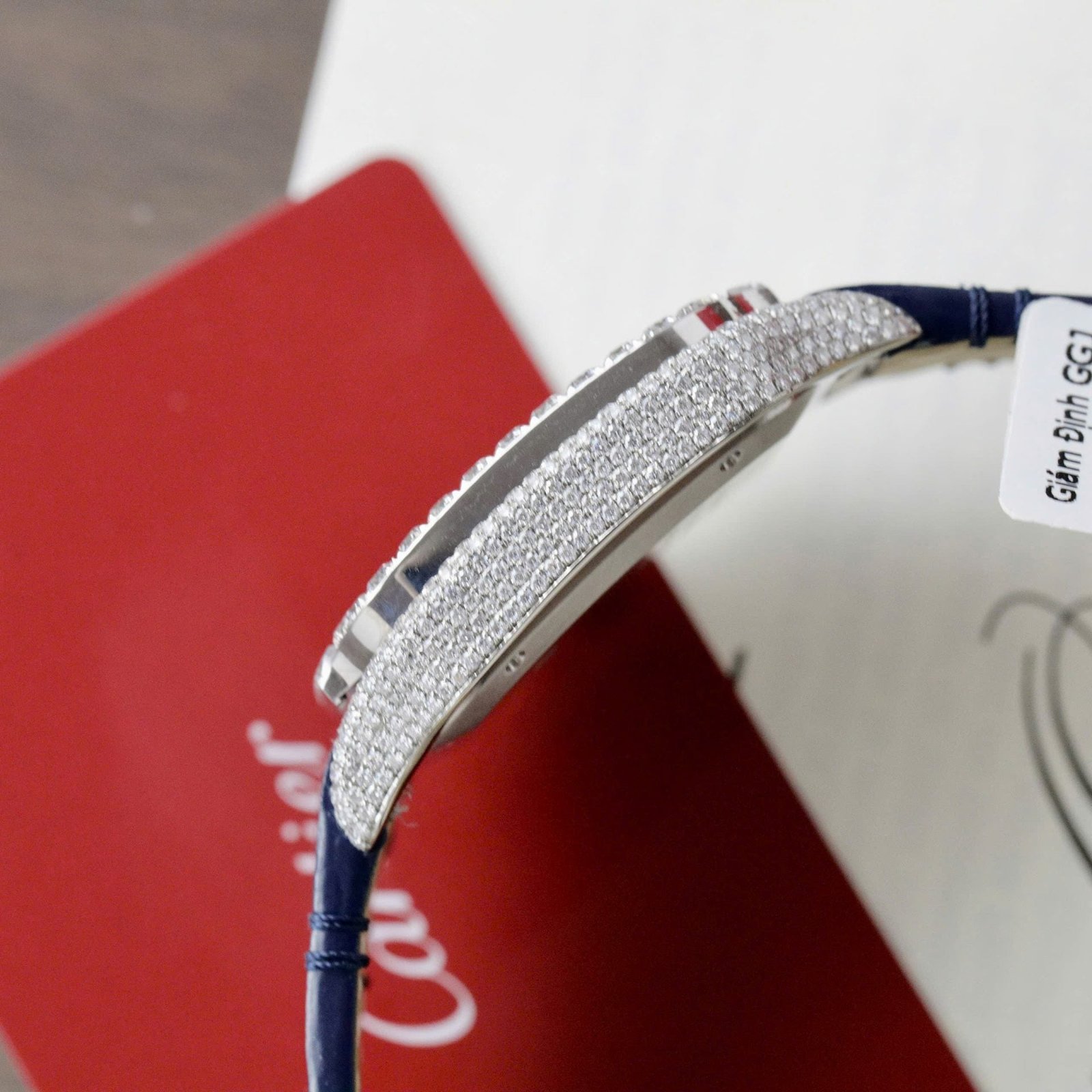 Cartier Santos Watch Dial Blue Diamonds Moissanite 39.8mm - Image 7