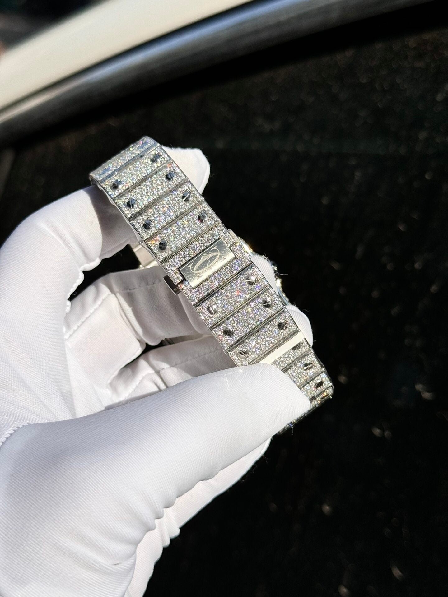 Cartier Santos Watch Full Diamond Moissanite 39.8mm - Image 5