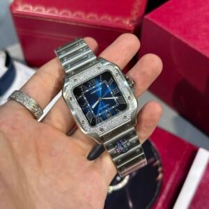 Cartier Watch Santos Moissanite Diamonds 39.8mm