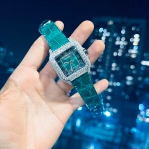 Cartier Santos With Green Moissanite Watch 39.8mm