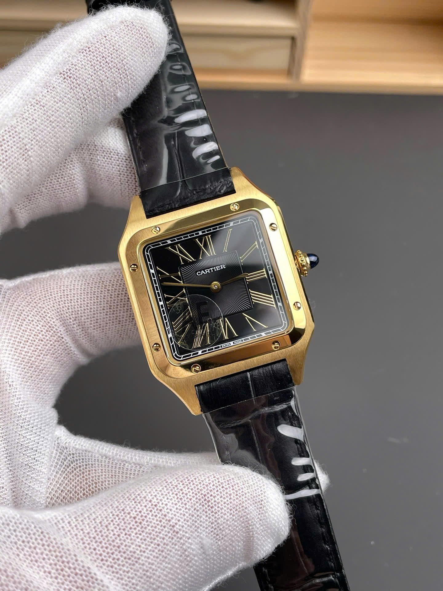 Cartier Santos-Dumont WGSA0077 Watch Men Leather Strap Black 43,5×31,4mm - Image 2