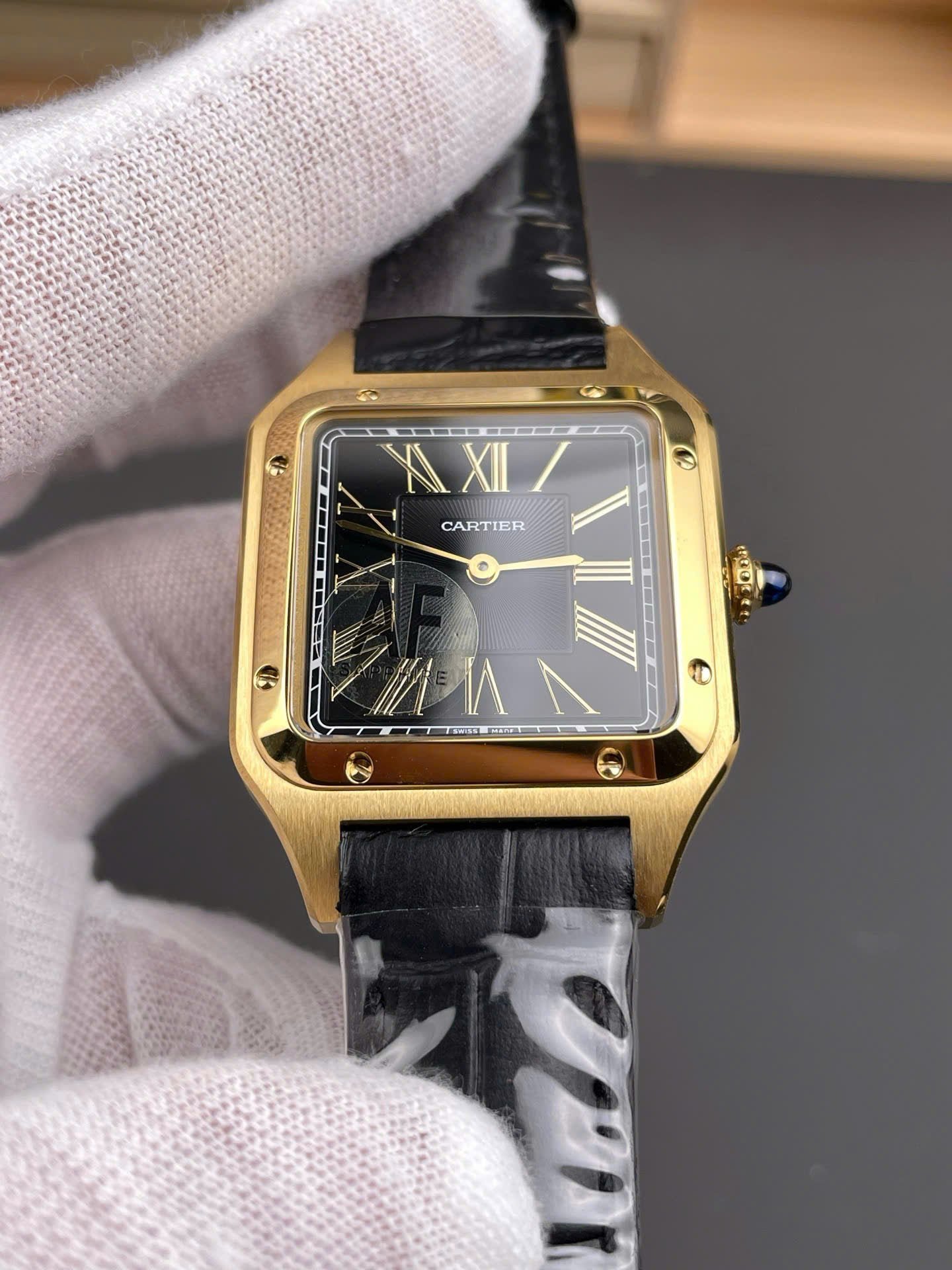 Cartier Santos-Dumont WGSA0077 Watch Men Leather Strap Black 43,5×31,4mm - Image 4