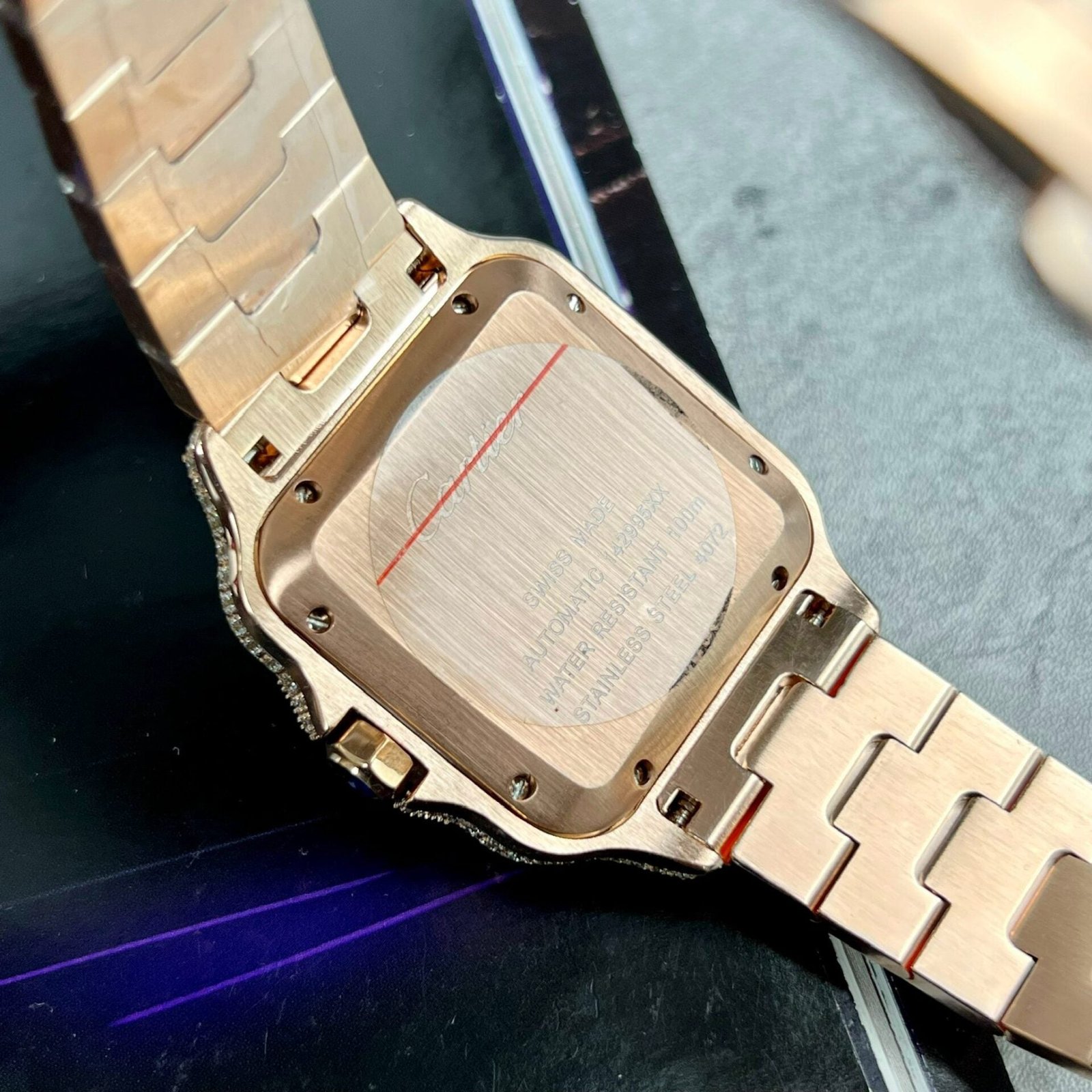 Cartier Santos Men’s Full Diamond Watch 39.8mm - Image 6