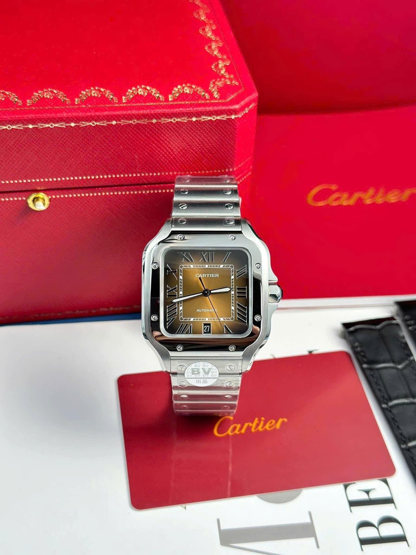 Cartier Santos WSSA0064 Watch Brown Dial 39.8mm