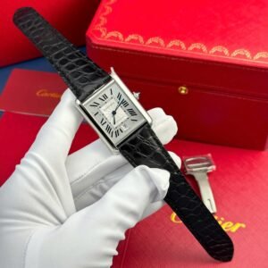 Cartier Tank Must Extra-Large Model Watch White Dial Leather Strap 31x41mm