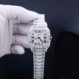 Cartier Santos With Full Diamond Moissanite 35mm
