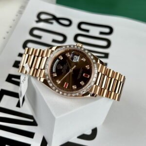 Rolex Day-Date Watch Gold Wrapped + Diamonds Moissanite Baguette 36mm