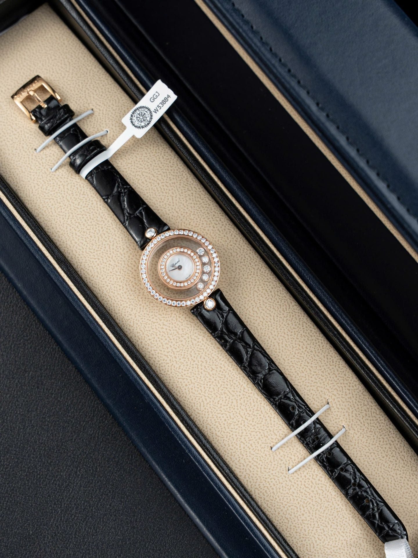 Chopard Happy 203857 Watch Full Moissanite Diamonds + 18K Gold Wrapped 36mm