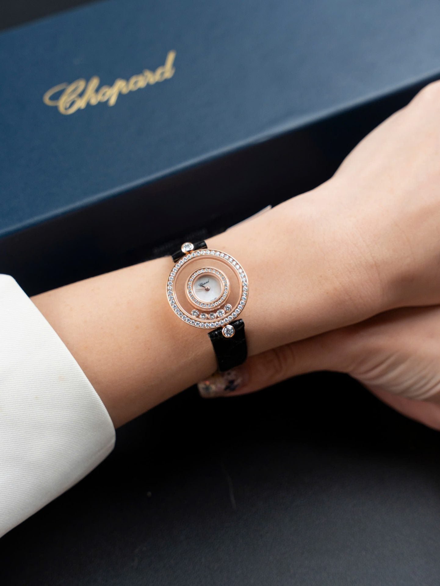 Chopard Happy 203857 Watch Full Moissanite Diamonds + 18K Gold Wrapped 36mm - Image 6