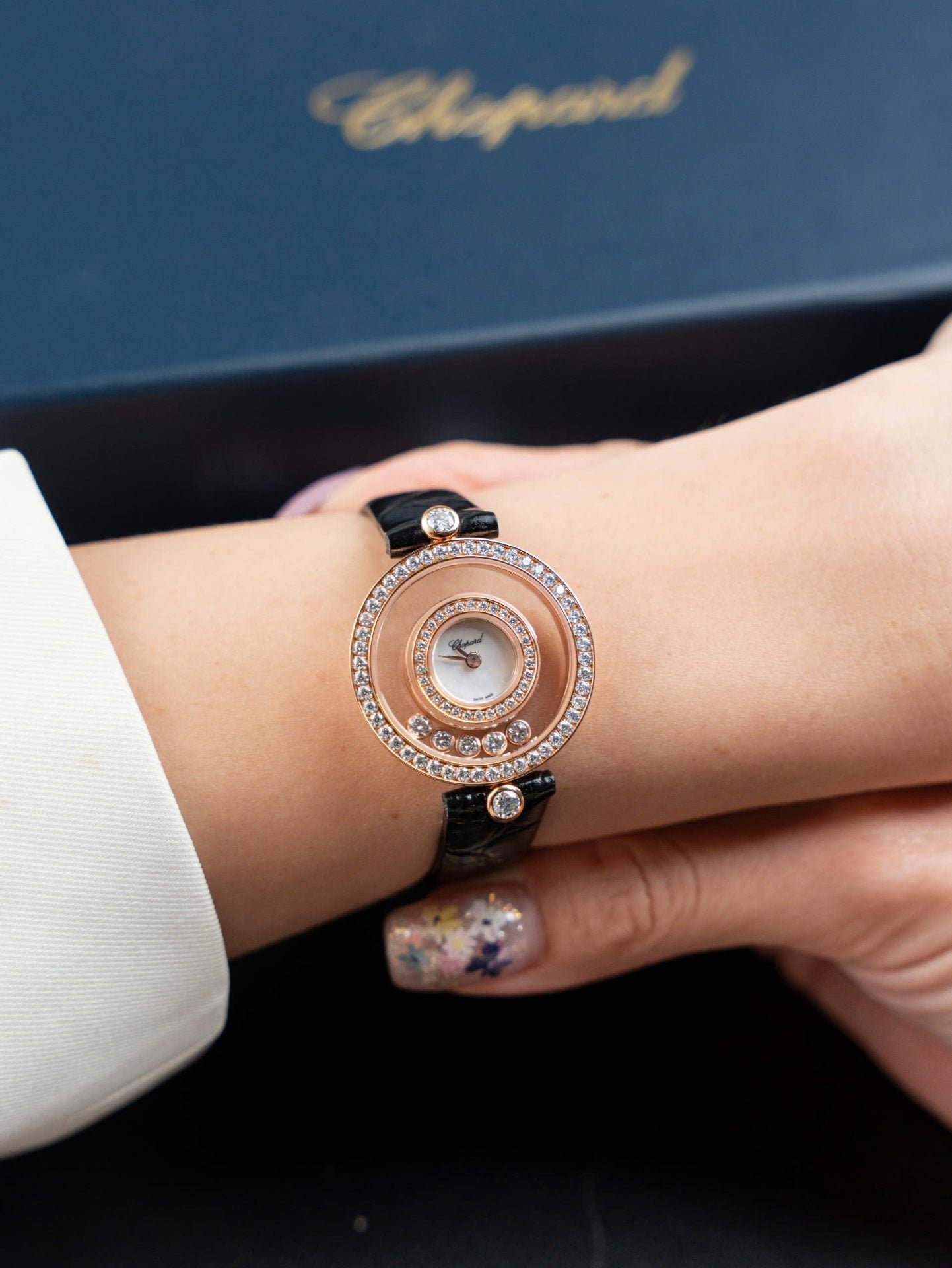 Chopard Happy 203857 Watch Full Moissanite Diamonds + 18K Gold Wrapped 36mm - Image 5