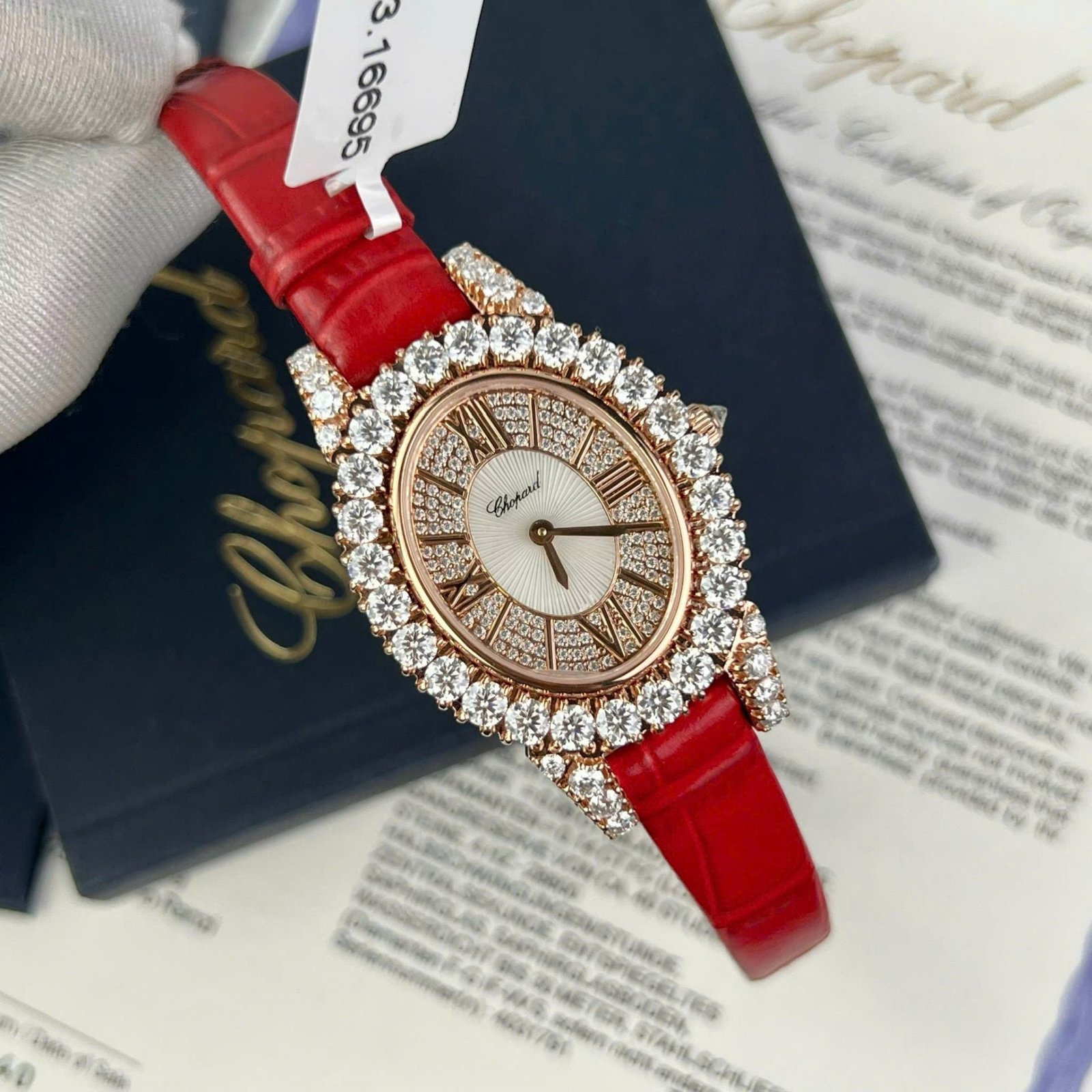 Chopard Women Watch Gold Wrapped And Moissanite Diamonds 34mm