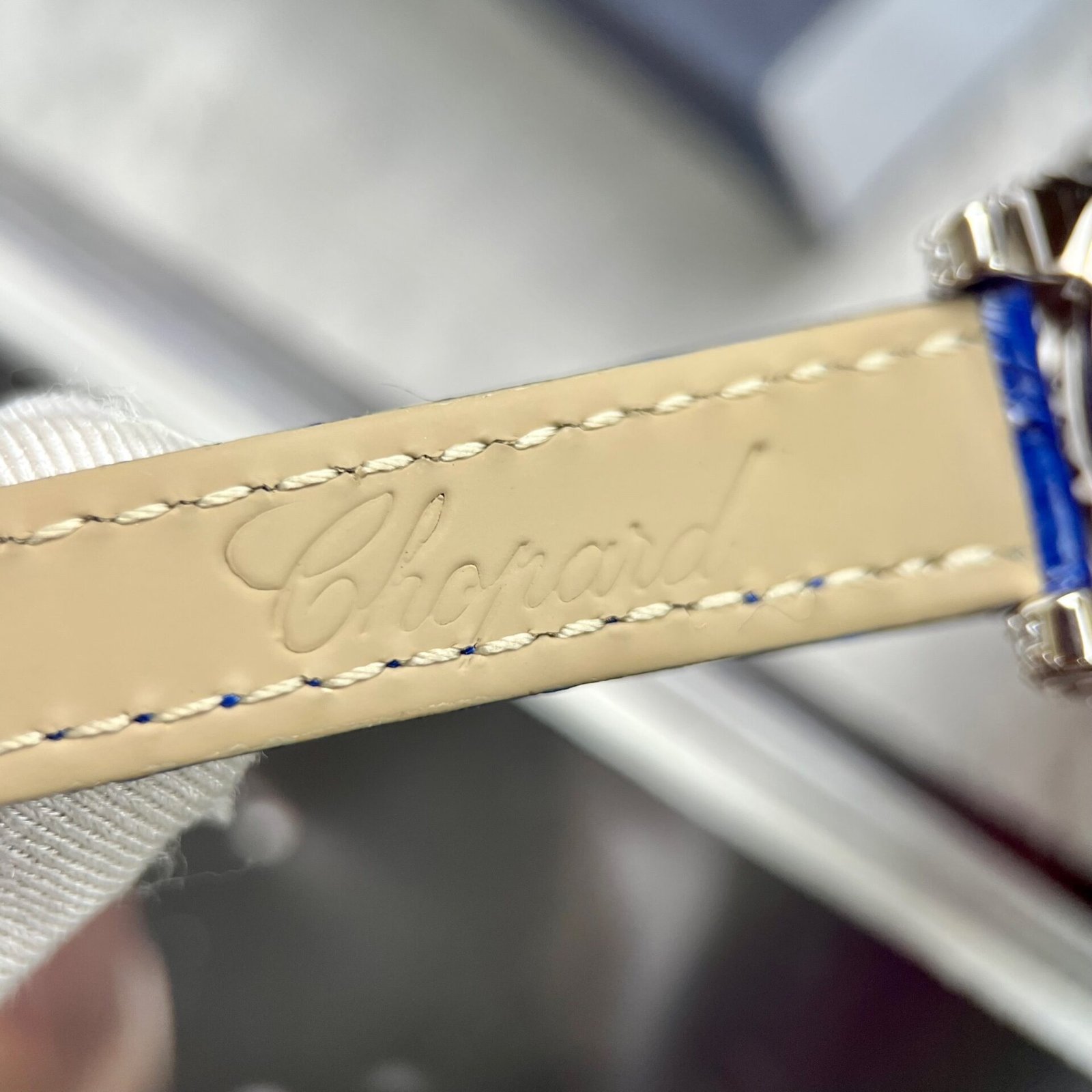 Chopard Women’s Watch Full Diamond Moissanite Blue 34mm - Image 8