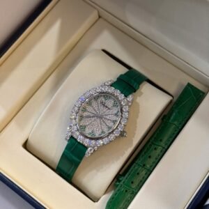 Chopard Women Green Watch Custom Diamonds Moissanite 34mm