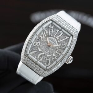 Franck Muller V32 White Watch Moissanite Diamonds 36mm