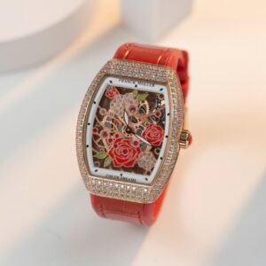 Franck Muller Watch Vanguard V32 Skeleton Red Flower Dial 36mm