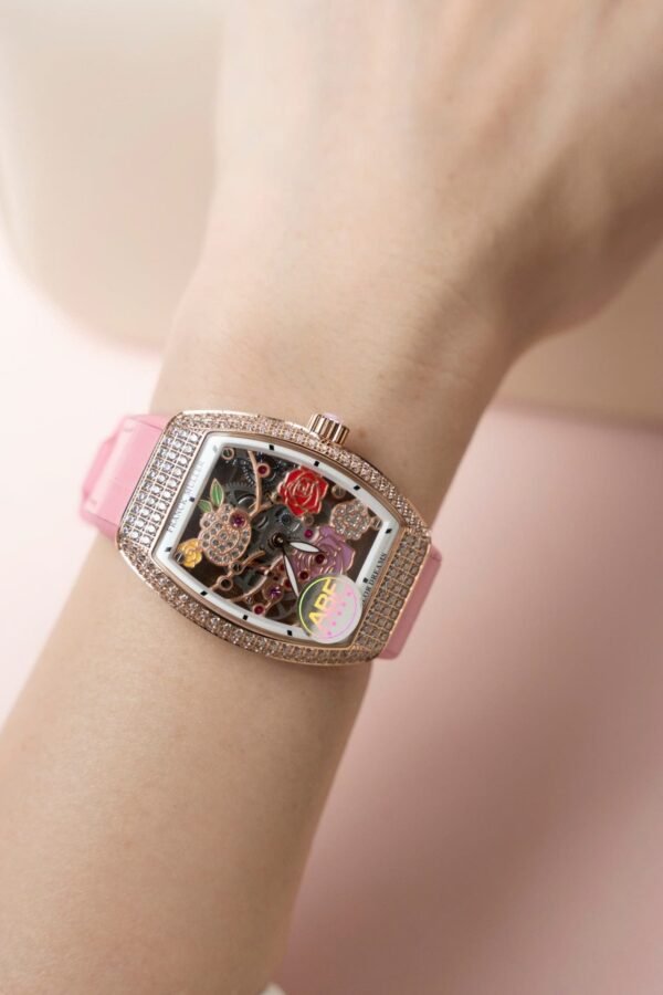 Franck Muller Watch Vanguard V32 Skeleton Pink Flower Dial 36mm - Image 3