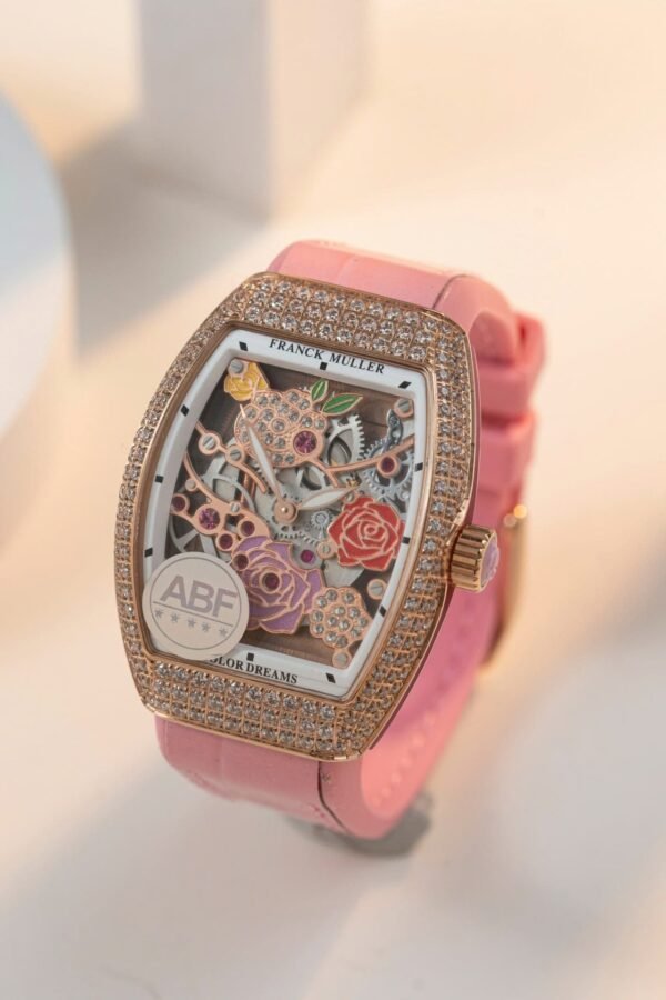 Franck Muller Watch Vanguard V32 Skeleton Pink Flower Dial 36mm