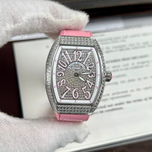 Franck Muller V32 Watch Pink Rubber Strap 36mm