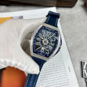 Franck Muller V45 Blue Dial Watch Rubber Strap 45mm