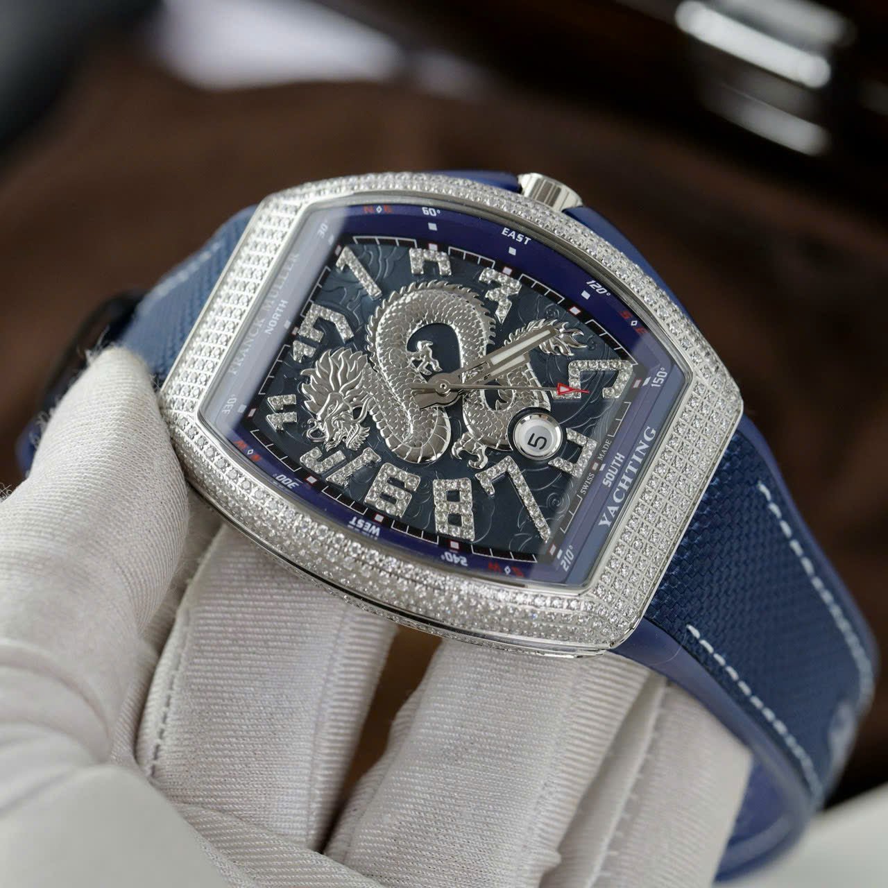 Franck Muller V45 Watch Dragon Dial Blue 45mm - Image 3