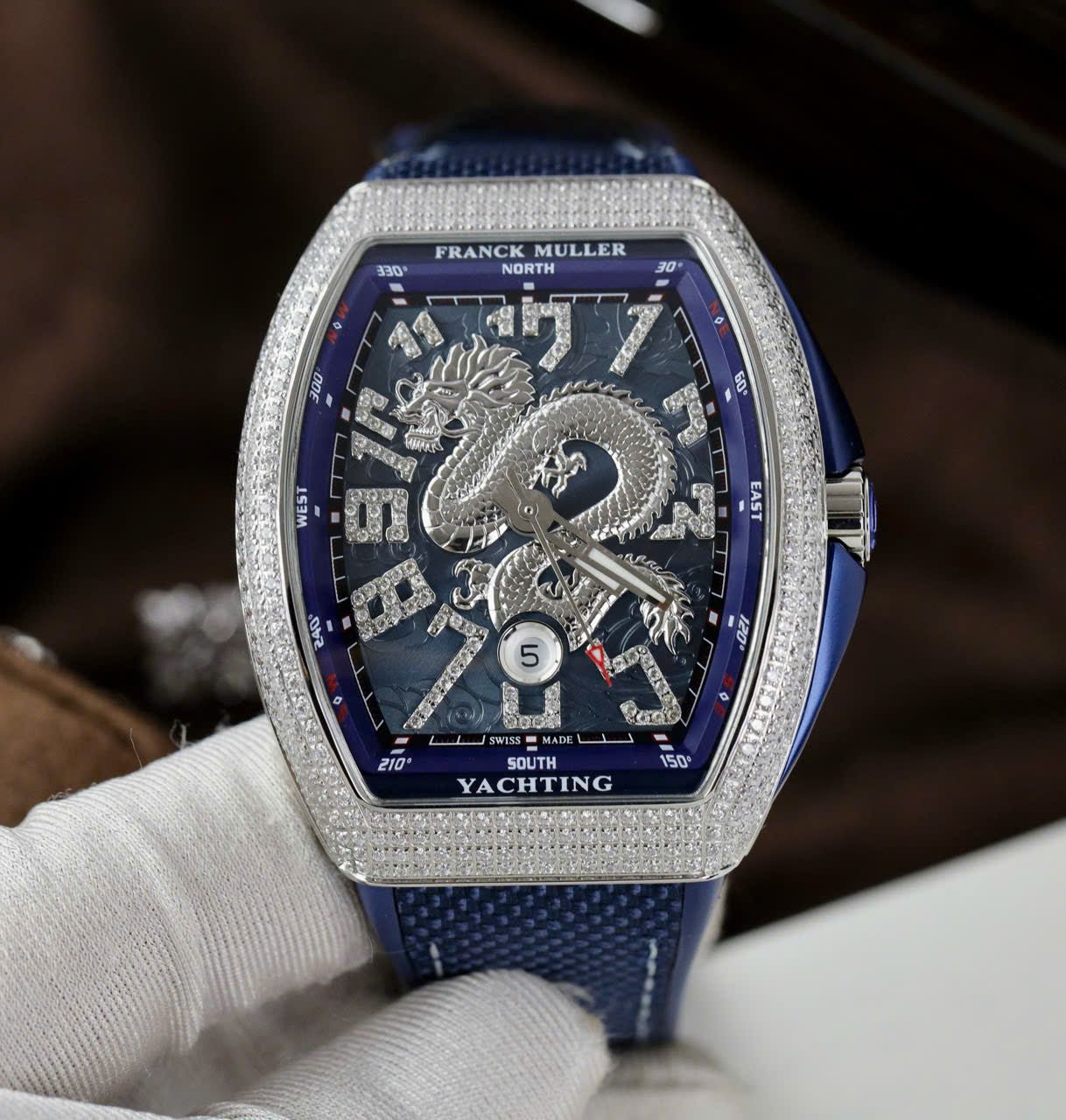 Franck Muller V45 Watch Dragon Dial Blue 45mm