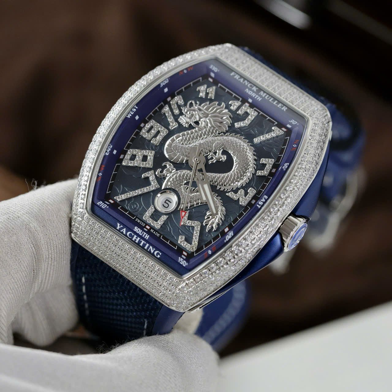 Franck Muller V45 Watch Dragon Dial Blue 45mm - Image 4