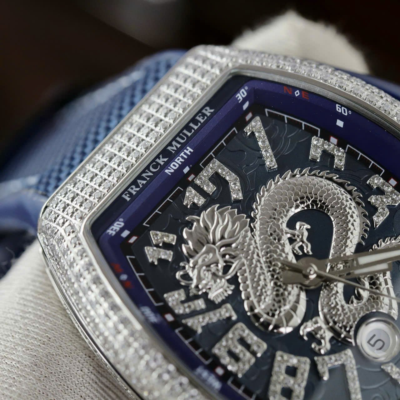 Franck Muller V45 Watch Dragon Dial Blue 45mm - Image 5