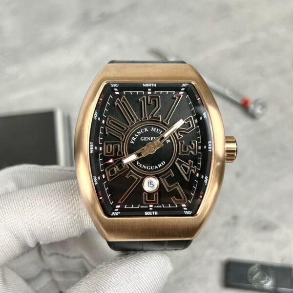 Franck Muller V45 Rose Gold Watch Black Dial 45mm