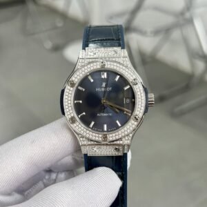 Hublot  Watch With Full Diamond Case Blue 38mm