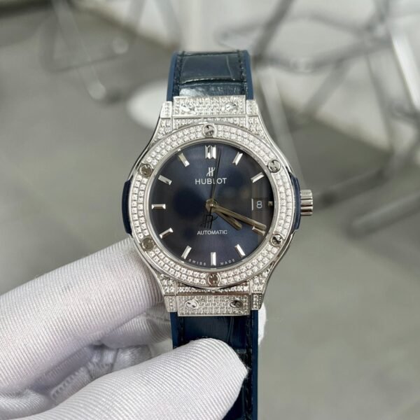 Hublot  Watch With Full Diamond Case Blue 38mm