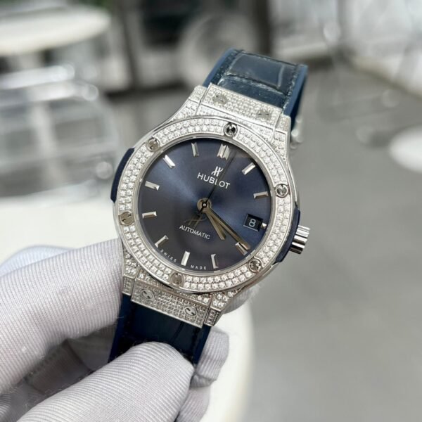 Hublot  Watch With Full Diamond Case Blue 38mm - Image 4