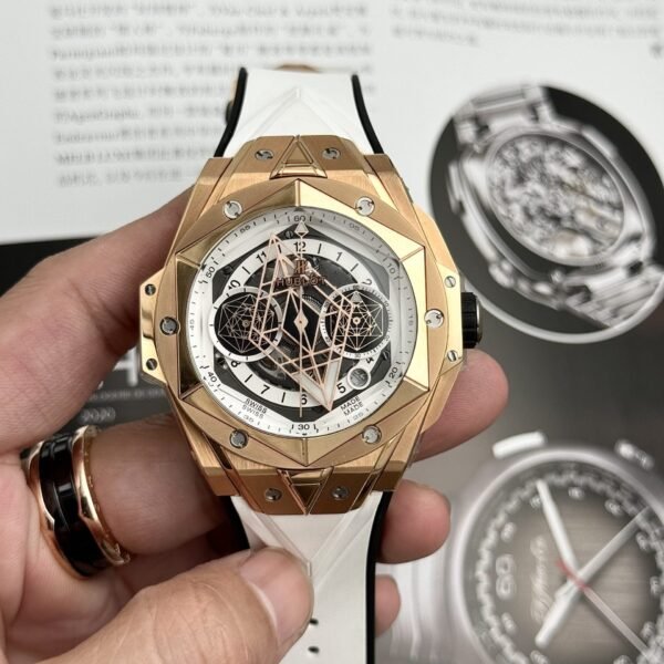 Hublot Watch Big Bang Sang Bleu II King Gold White Dial 45mm - Image 4