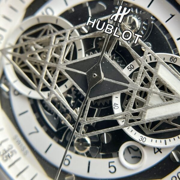 Hublot Big Bang Sang Bleu Watch White Ceramic Rubber Strap 45mm - Image 4