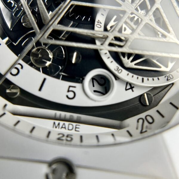 Hublot Big Bang Sang Bleu Watch White Ceramic Rubber Strap 45mm - Image 3