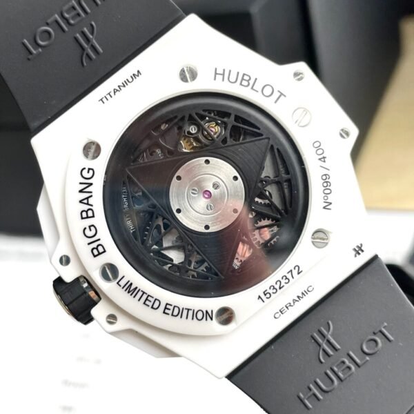 Hublot Big Bang Sang Bleu Watch White Ceramic Rubber Strap 45mm - Image 7
