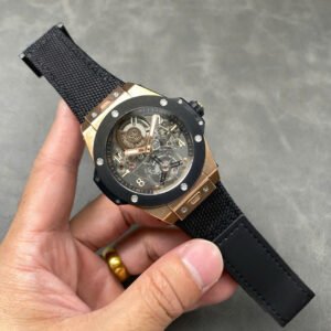 Hublot Big Bang Tourbillon Skeleton Dial Watch Fabric Strap 45mm