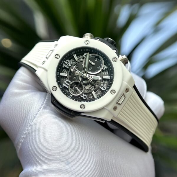 Hublot Watch Big Bang Unico White Ceramic Rubber Strap 42mm - Image 4