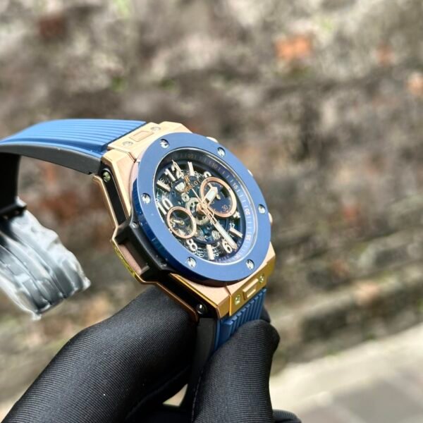 Hublot Watch Big Bang Unico King Gold Blue Ceramic Benzel 44mm - Image 5
