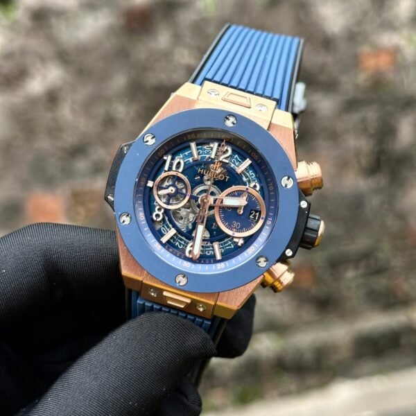 Hublot Watch Big Bang Unico King Gold Blue Ceramic Benzel 44mm - Image 3