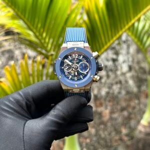Hublot Watch Big Bang Unico Titanium Blue Dial Rubber Strap 44mm