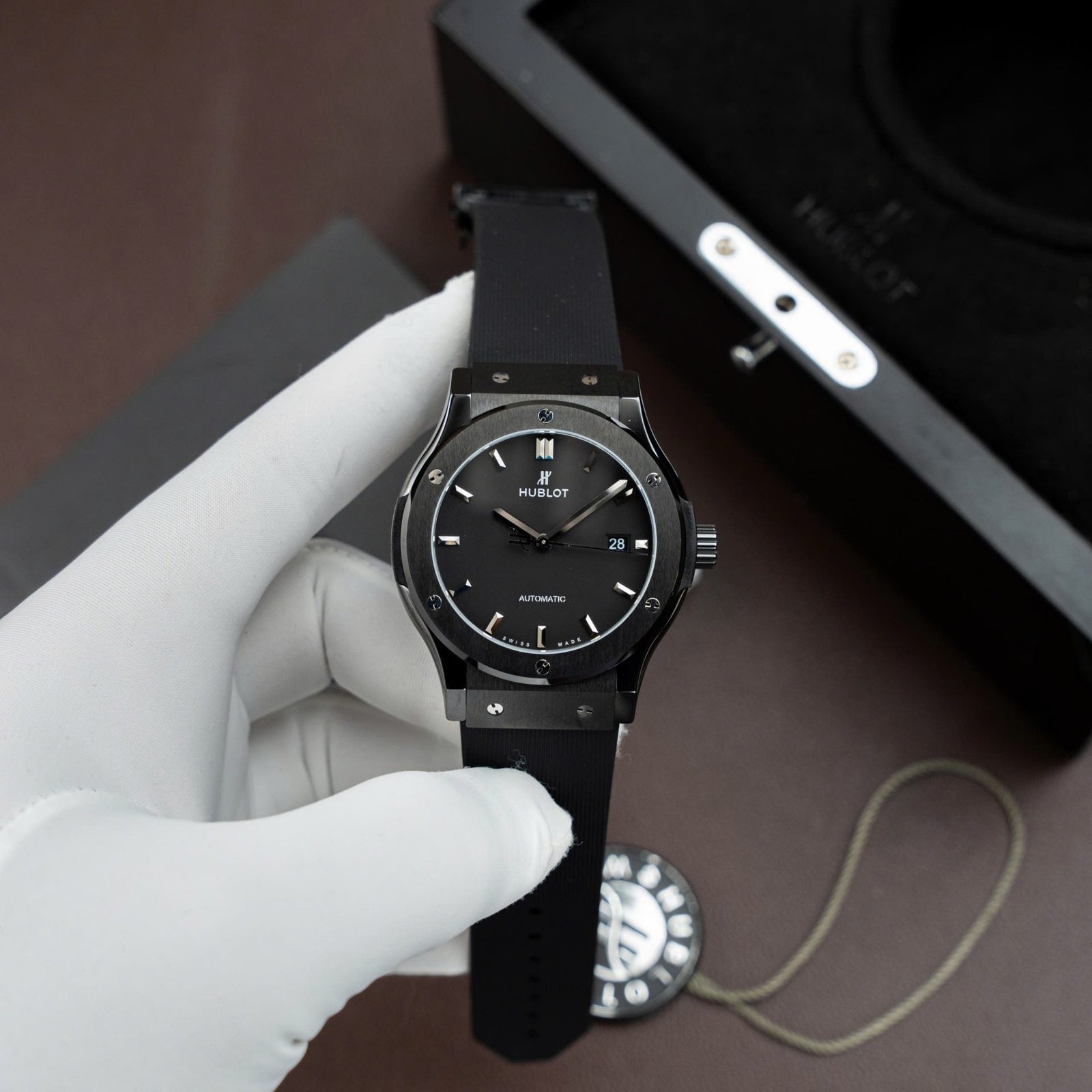 Hublot Classic Fusion Ceramic Black Rubber Strap Watch 42mm